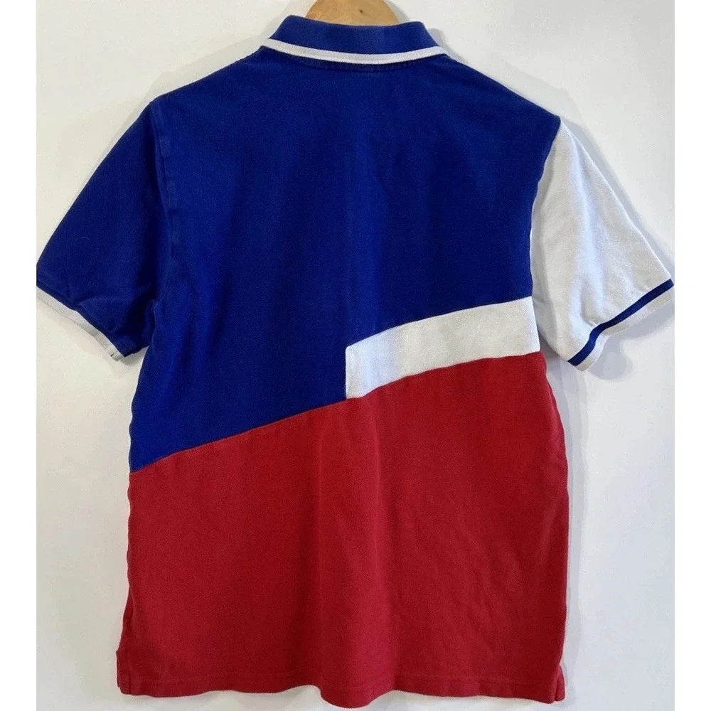 Boys Polo Ralph Lauren Red Multi Colorblock Short Sleeve Polo Shirt XL 18-20